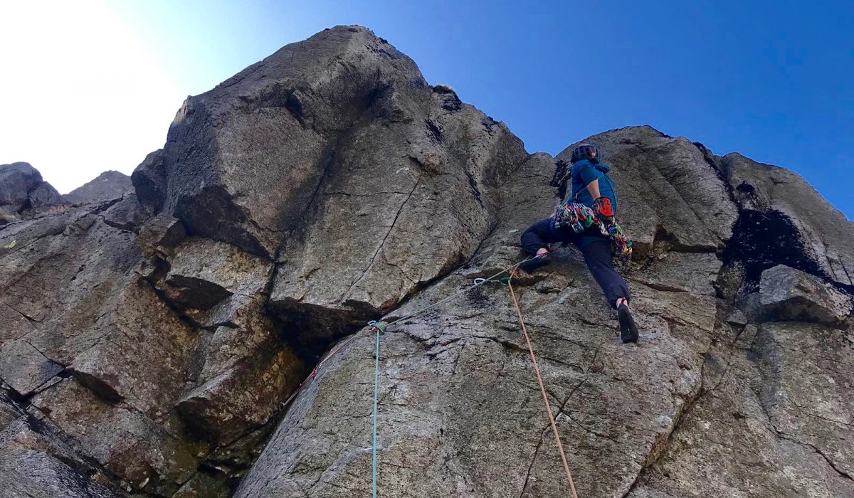 rock-climbing on shelter crag lake district