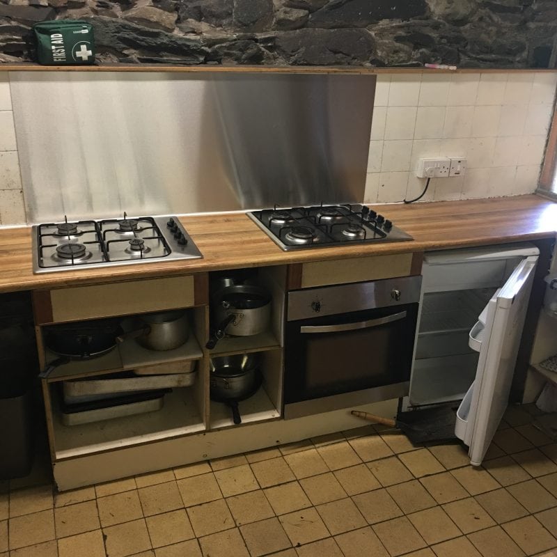 kitchen used by stag and hen groups. group accommodation in the Lake District